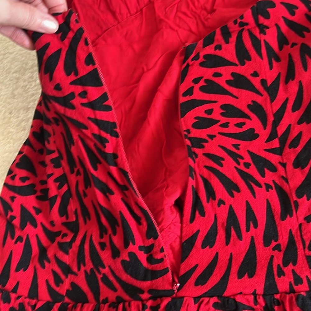 Free People Cecil Halter‎ Mini Dress Red Black Print Size L - Picture 11 of 11